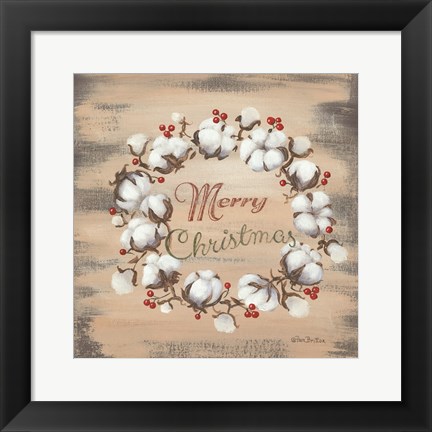 Framed Cotton Wreath Holiday Print