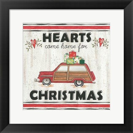 Framed Hearts Come Home for Christmas Print