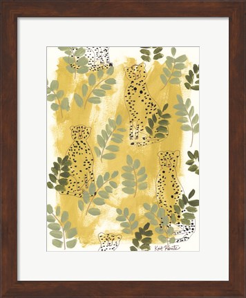 Framed Hello Cheetah - Green Print