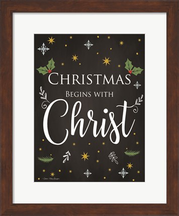 Framed Christmas Begins with Christ Print