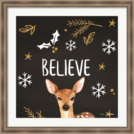 Framed Believe Deer Print