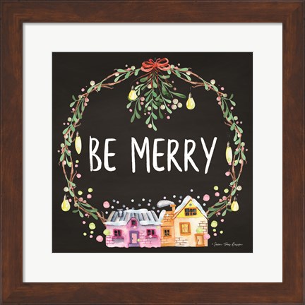 Framed Be Merry Wreath Print