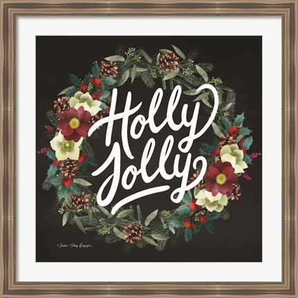 Framed Holly Jolly Wreath Print