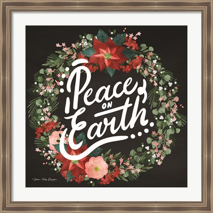 Framed Peace on Earth Wreath Print