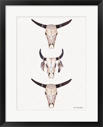 Framed Boho Steer Head III Print