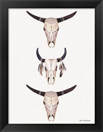 Framed Boho Steer Head III Print