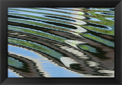 Framed Green Trees Reflected in River with Ripples on the Water Print