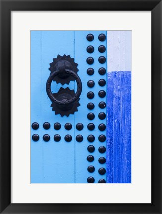 Framed Detail of Blue Door, Chefchaouen, Morocco Print