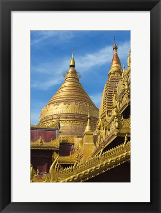 Framed Shwezigon Pagoda, Bagan, Mandalay Region, Myanmar Print