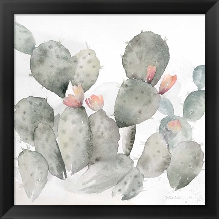 Framed Cactus Garden Gray Blush I Print