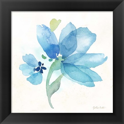 Framed Blue Poppy Field Single IV Print