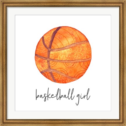 Framed Sports Girl Basketball Print