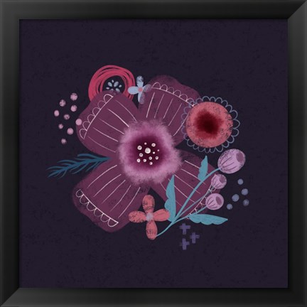 Framed Dark Purple Florals I Print