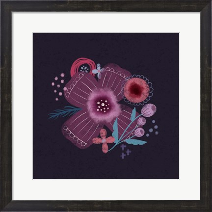 Framed Dark Purple Florals I Print