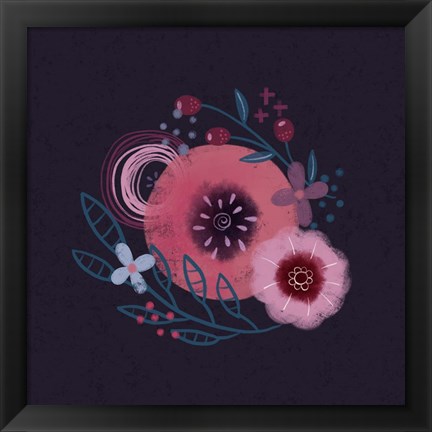 Framed Dark Purple Florals II Print