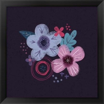 Framed Dark Purple Florals IV Print