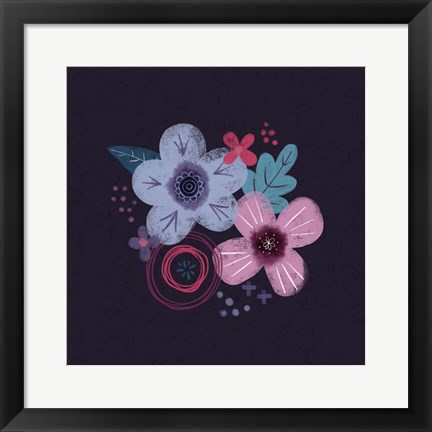 Framed Dark Purple Florals IV Print