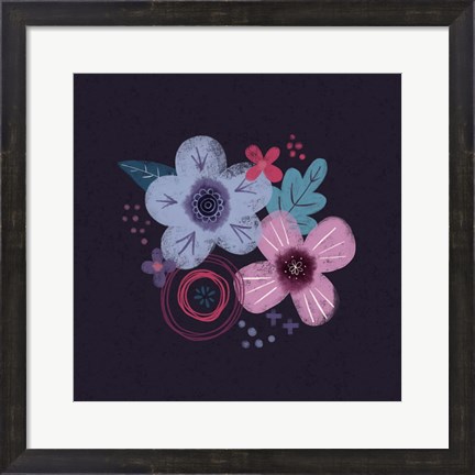 Framed Dark Purple Florals IV Print