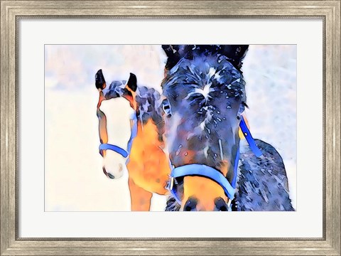 Framed Snow Horses Print