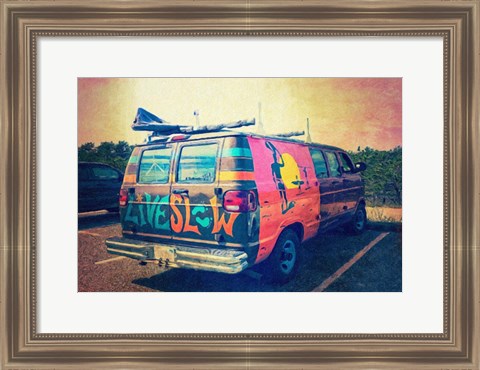 Framed Beach Van at Sunset Print