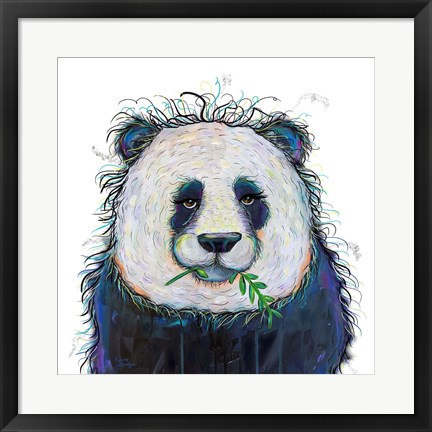 Framed Panda with Leaf Print