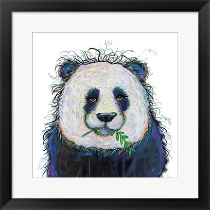 Framed Panda with Leaf Print