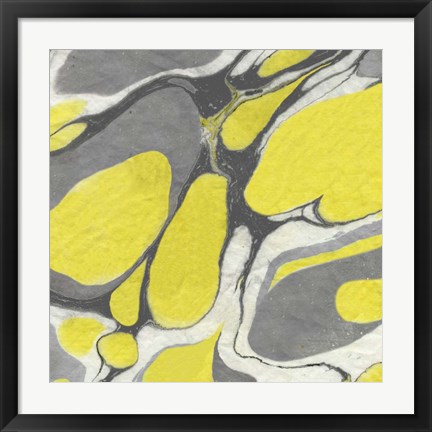 Framed Yellow and Gray Marble II Print