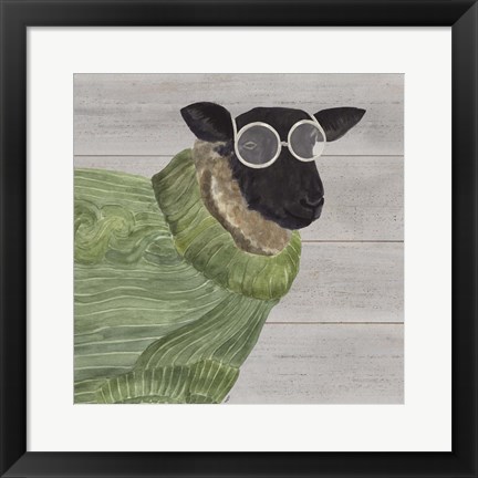 Framed Intellectual Animals IV Sheep and Sweater Print