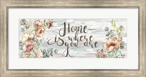 Framed Blush Poppies and Eucalyptus Home Sign Print