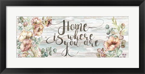 Framed Blush Poppies and Eucalyptus Home Sign Print