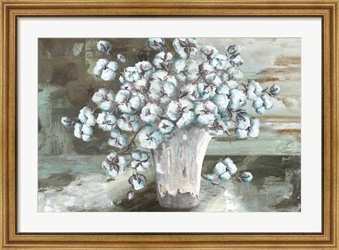 Framed Farmhouse Cotton Bolls Still life Print