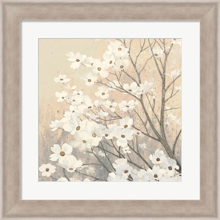 Framed Dogwood Blossoms II Neutral Print