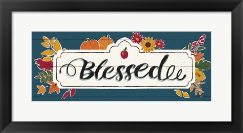 Framed Thankful V Blue Print