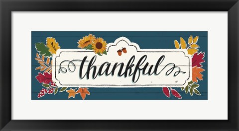 Framed Thankful IV Blue Print