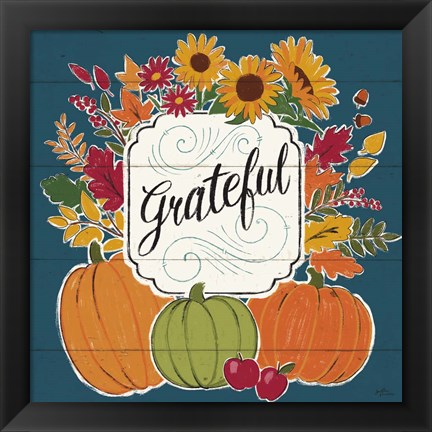 Framed Thankful II Blue Print