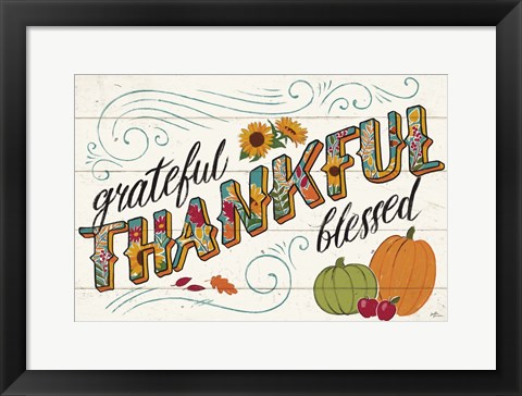 Framed Thankful I White Print