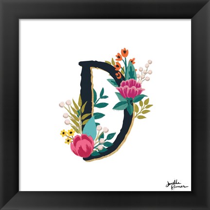 Framed Romantic Luxe Monogram D Black Print