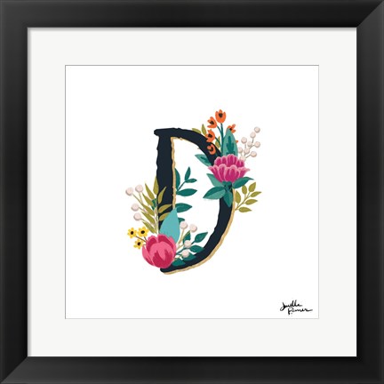 Framed Romantic Luxe Monogram D Black Print