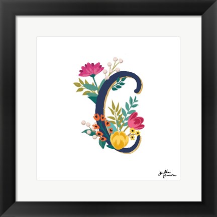 Framed Romantic Luxe Monogram C Navy Print