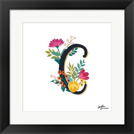 Framed Romantic Luxe Monogram C Black Print