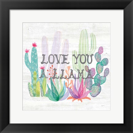 Framed Lovely Llamas Cactus Love Print