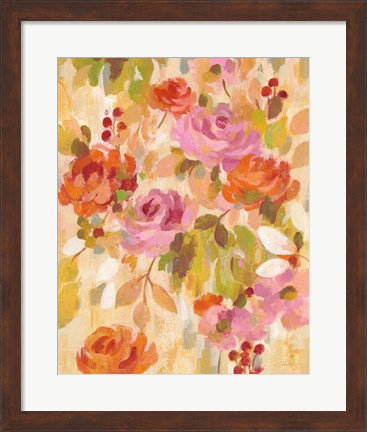 Framed Pink and Orange Brocade II Print