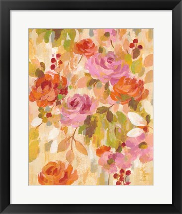 Framed Pink and Orange Brocade II Print