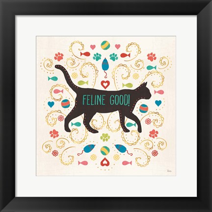 Framed Otomi Cats II Print