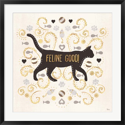 Framed Otomi Cats II Neutral Print