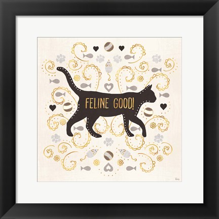 Framed Otomi Cats II Neutral Print