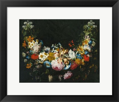 Framed Gaspar Peeter Verbruggen, A swag of flowers Print