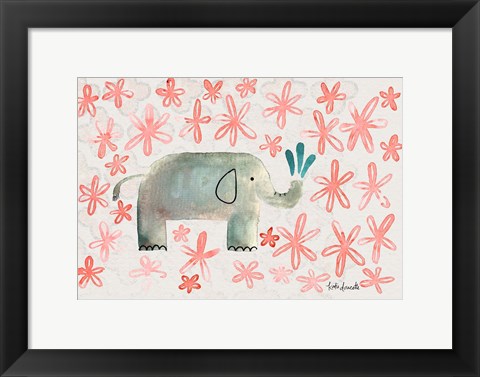 Framed Floral Elephant Print