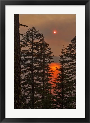 Framed Smokey Sunset - Crater Lake Print