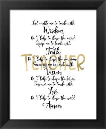 Framed Teacher Prayer Print